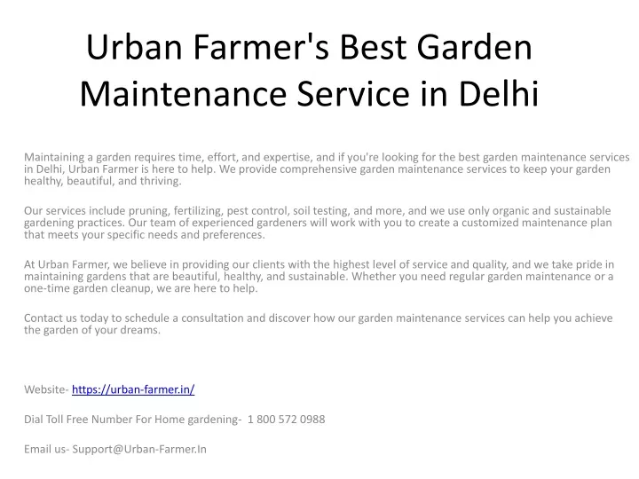 urban farmer s best garden maintenance service in delhi