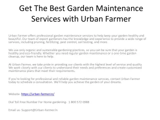 Get The Best Garden Maintenance Services with Urban