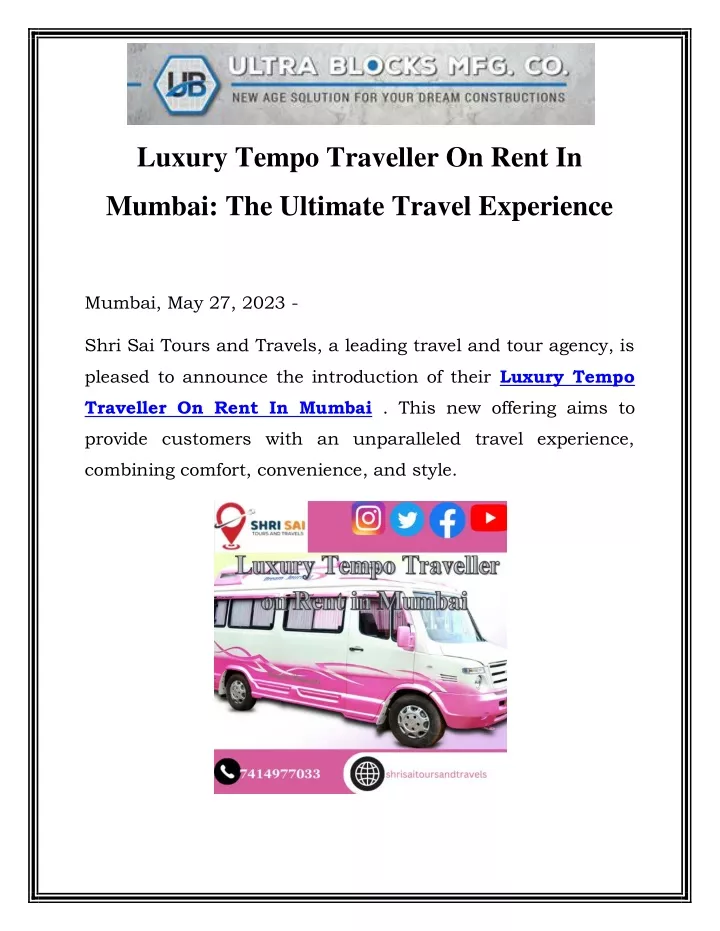 luxury tempo traveller on rent in