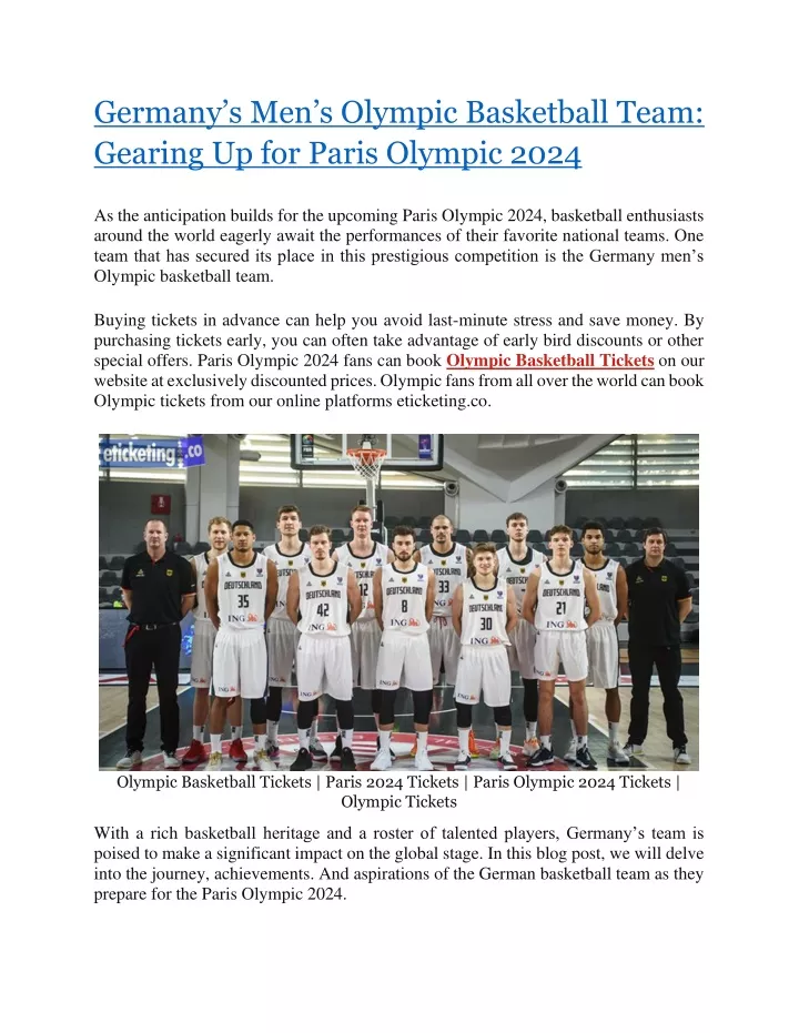 germany s men s olympic basketball team gearing