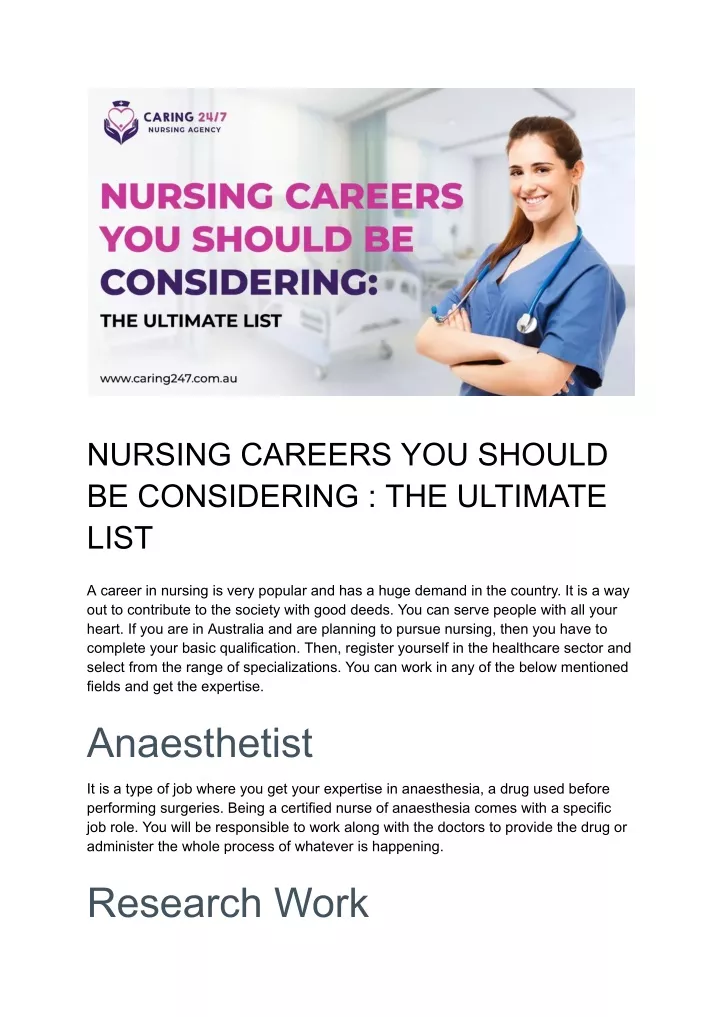 nursing careers you should be considering