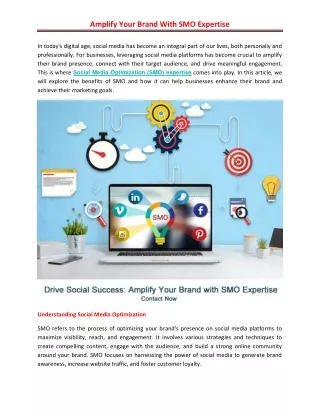 Amplify Your Brand With SMO Expertise