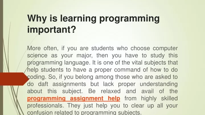 why is learning programming important
