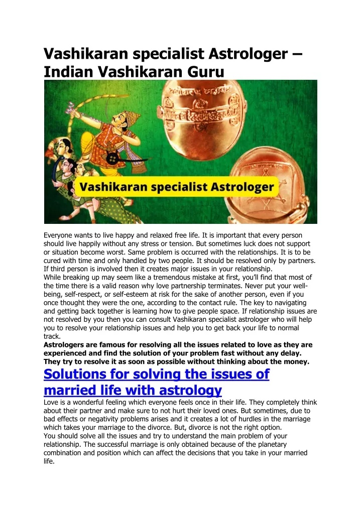 vashikaran specialist astrologer indian