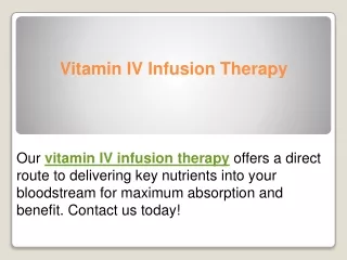 Vitamin IV Infusion Therapy