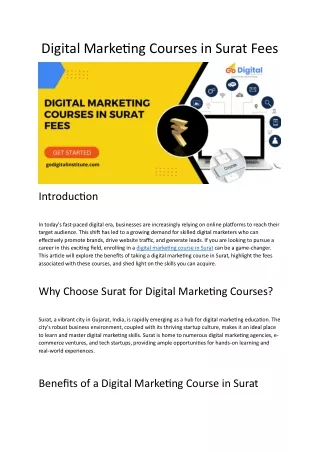 Digital Marketing Courses in Surat Fees