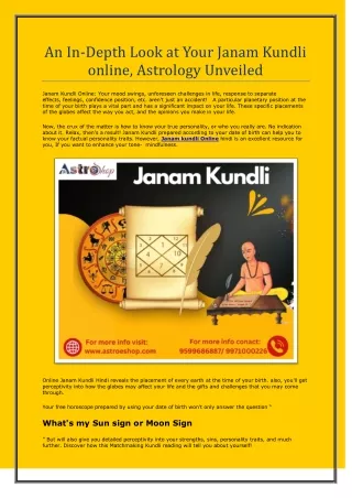 An In Depth Look at Your Janam Kundli online