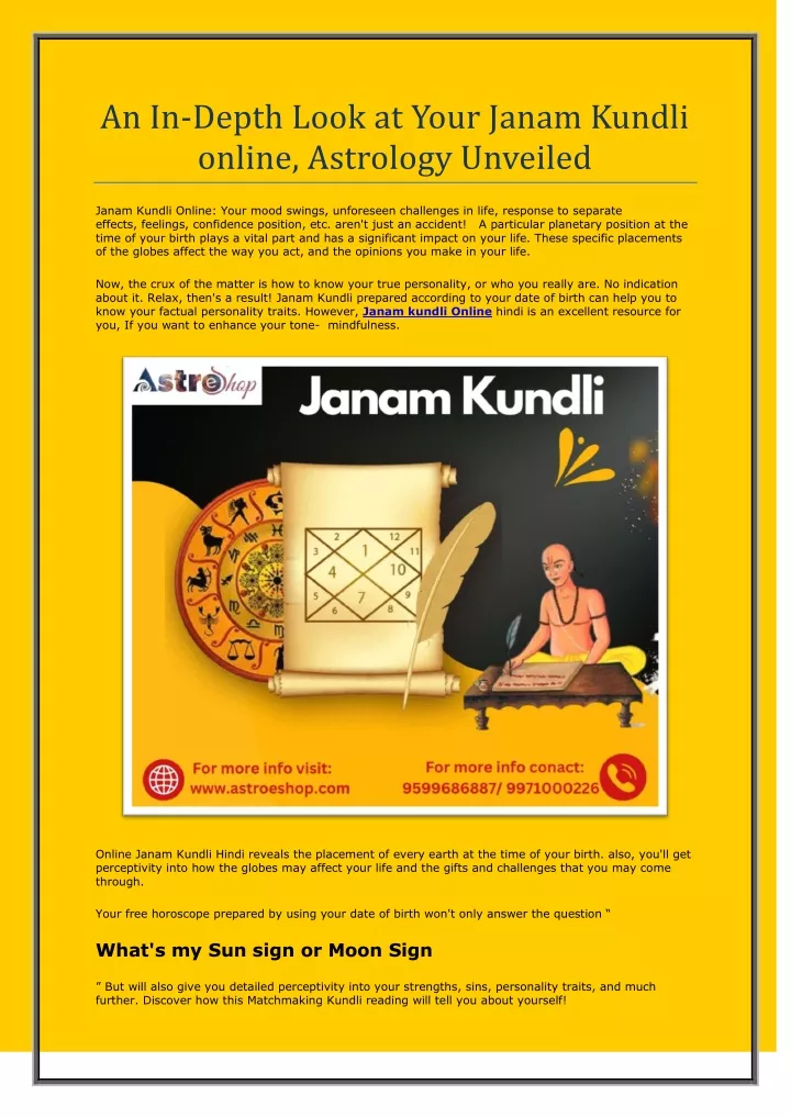 an in depth look at your janam kundli online