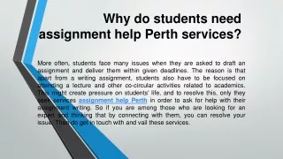 Why do students need assignment help Perth services