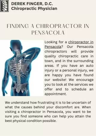 Derek Finger - Personal injury chiropractors near me in Pensacola