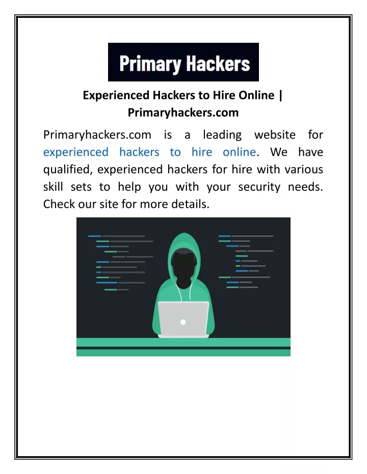 experienced hackers to hire online primaryhackers