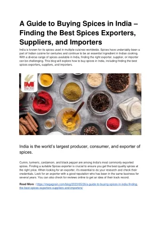 A Guide to Buying Spices in India – Finding the Best Spices Exporters, Suppliers, and Importers