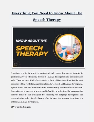 Everything You Need to Know About The Speech Therapy