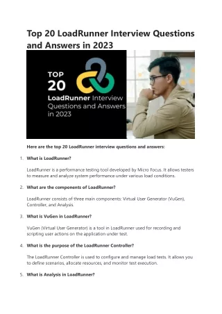 top 20 loadrunner interview questions and answers