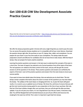 get 1d0 61b ciw site development associate