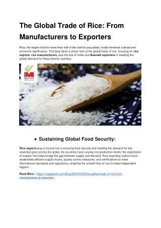 The Global Trade of Rice_ From Manufacturers to Exporters
