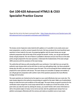 get 1d0 620 advanced html5 css3 specialist