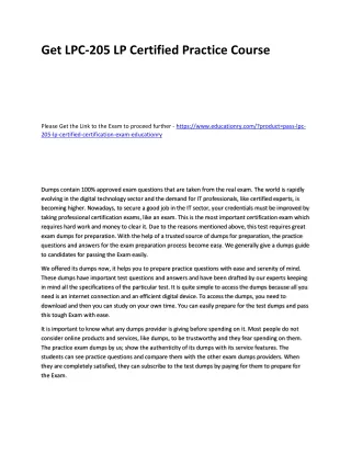 get lpc 205 lp certified practice course