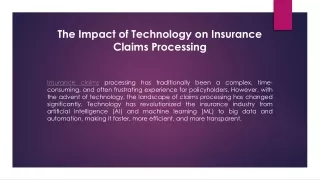 The Impact of Technology on Insurance Claims Processing