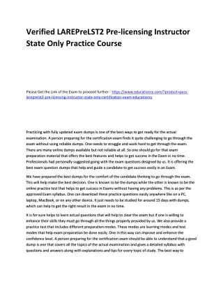 verified lareprelst2 pre licensing instructor