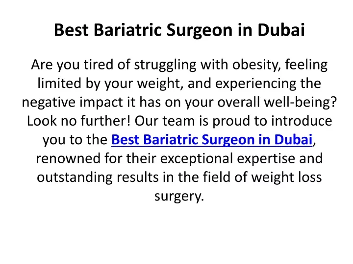 best bariatric surgeon in dubai