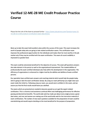 verified 12 me 28 me credit producer practice