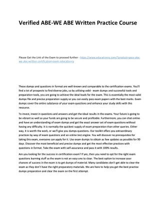 verified abe we abe written practice course