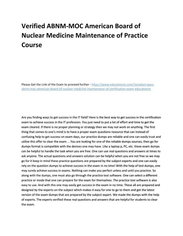 verified abnm moc american board of nuclear