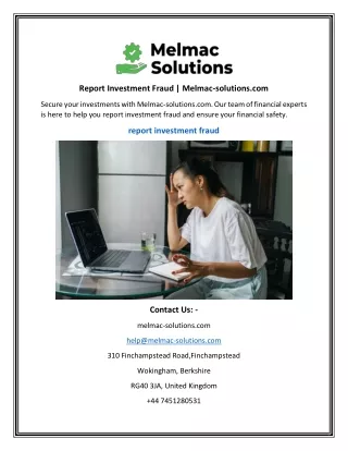 report investment fraud melmac solutions com