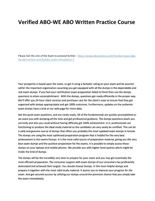 verified abo we abo written practice course
