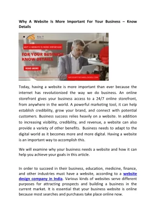 Why A Website Is More Important For Your Business – Know Details