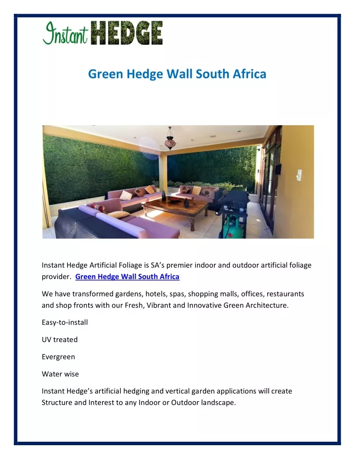 green hedge wall south africa
