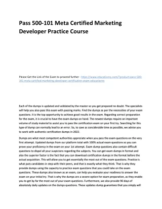 pass 500 101 meta certified marketing developer