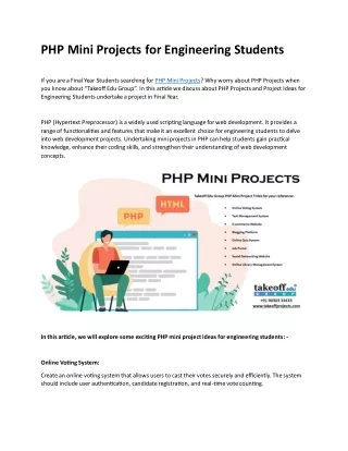 PHP Mini Projects for Engineering Students