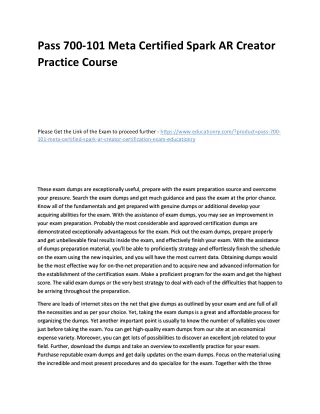 pass 700 101 meta certified spark ar creator