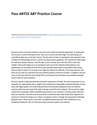 pass abtce abt practice course