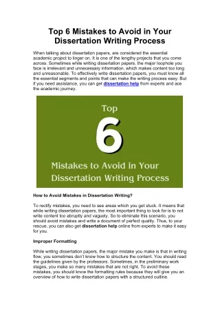 Top 6 Mistakes to Avoid in Your Dissertation Writing Process
