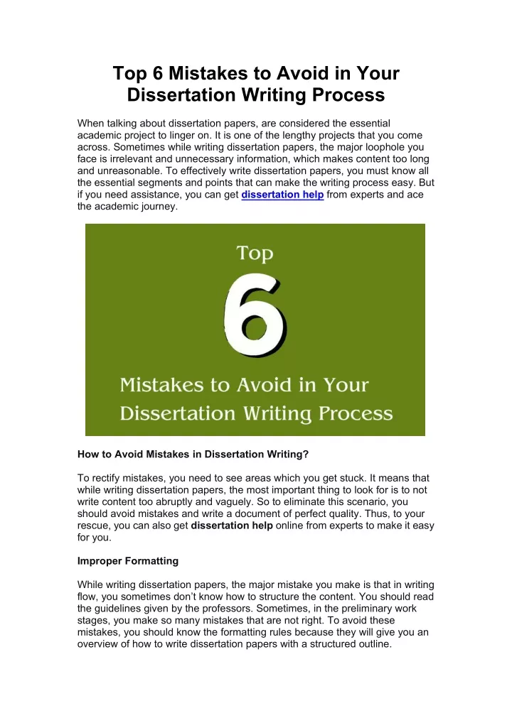 top 6 mistakes to avoid in your dissertation