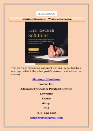 Marriage Dissolution | Winincourtnow.com