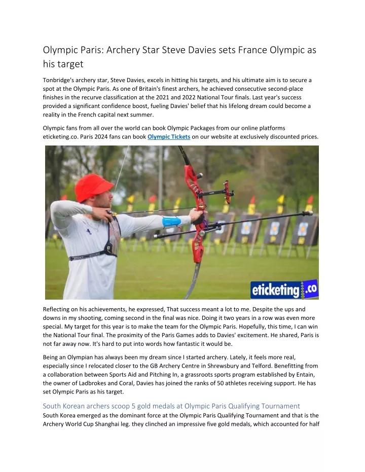 olympic paris archery star steve davies sets