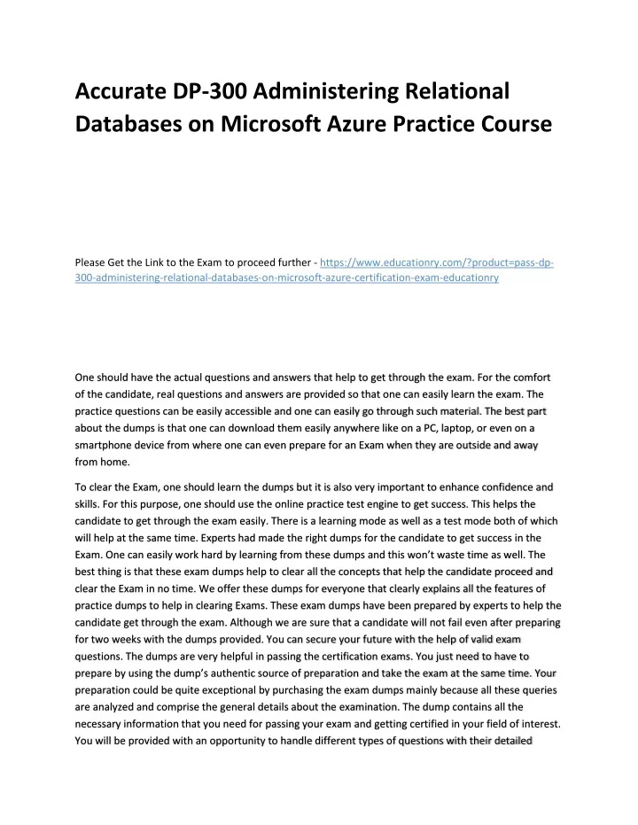 accurate dp 300 administering relational