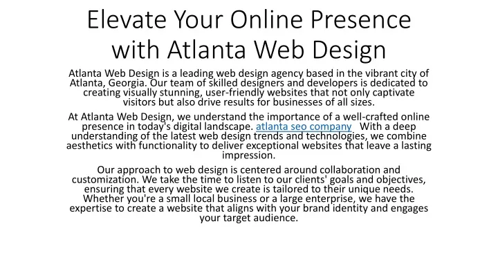elevate your online presence with atlanta web design