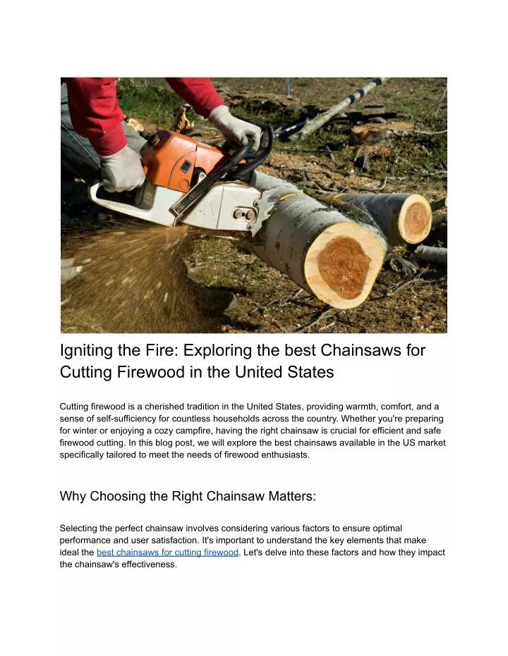igniting the fire exploring the best chainsaws