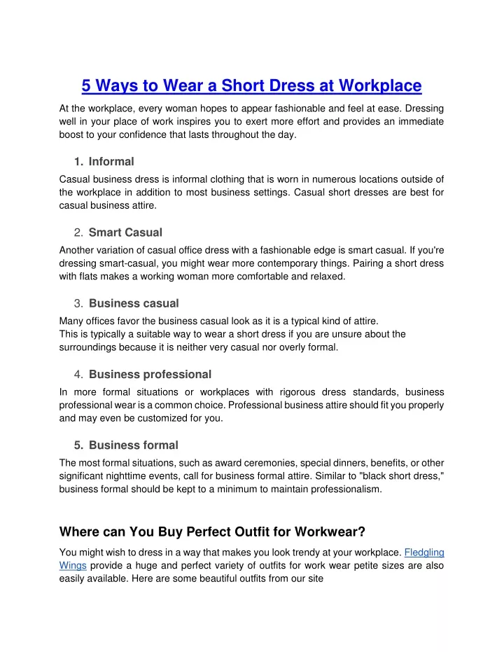 5 ways to wear a short dress at workplace