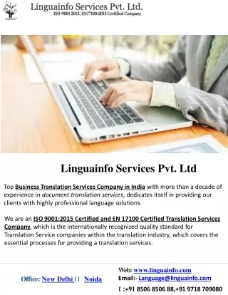 No.1 Certified Language Translation Company In India|Linguainfo