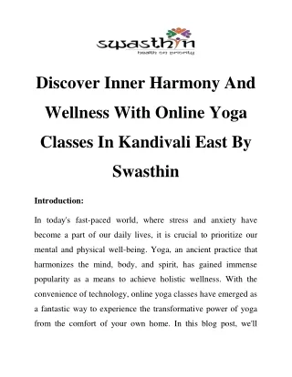Online Yoga Classes in Kandivali East Call- 9892507152