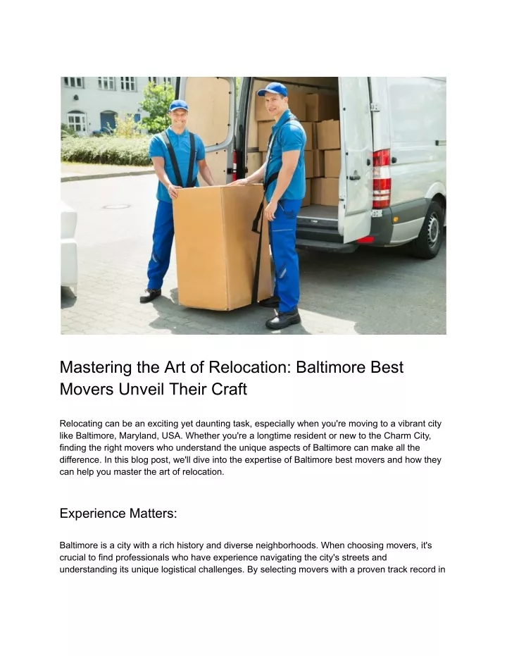 mastering the art of relocation baltimore best