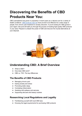 Discovering the Benefits of CBD Products Near You