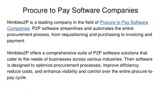 Procure to Pay Software Companies
