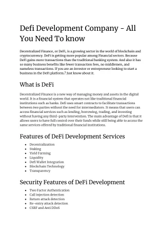 DeFi Development Company - All You Need To Know